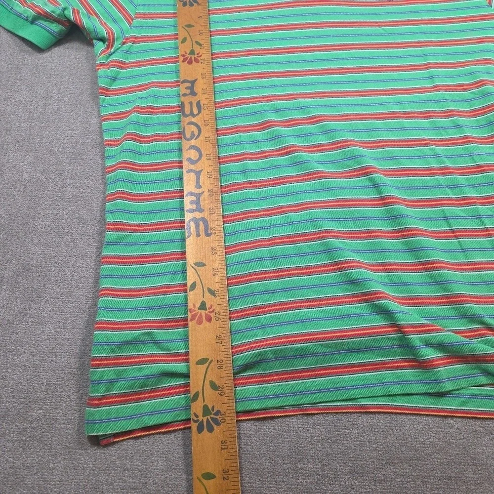 Vtg Polo Ralph Lauren Mens Xl Big & tall Green Red Stripes Polo Shirt Christmas